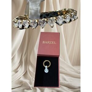 18k Yellow Gold Plated Eternity Wedding Band Cubic Zirconia Heart Ring 9 Women